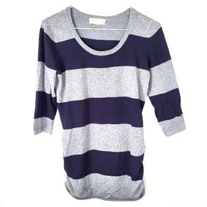 Blue & Gray Striped Maternity Sweater